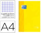 Caderno Espiral Oxford capa extradura Microperfurado, formato A4, com 80 folhas, quadrículado 5mm. Capa cor amarelo.