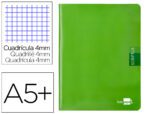 Caderno Escolar Liderpapel Scriptus. Com 48 folhas, formato A5, quadrículado de 4 mm. Capa verde e papel 90 grs.