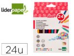 Marcador Feltro Liderpapel Slim, caixa com 24 cores.