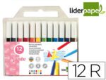 Marcador Feltro Liderpapel Jumbo, caixa com 12 cores.