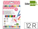 Marcador Feltro Liderpapel ponta dupla, caixa com 12 cores.