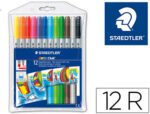 Marcador Staedtler noris Club dupla ponta. Caixa com 12 cores sortidas.