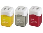 Apara Lápis Metálico M+R para esquerdinos. Inclui depósito. Cores sortidas.
