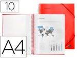 Capa Catálogo Liderpapel com espiral, 10 bolsas em polipropileno, formato A4. Cor vermelho.