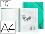 Capa Catálogo Liderpapel com espiral, 10 bolsas em polipropileno, formato A4. Cor verde.