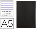 Caderno Agrafado Liderpapel capa preta. Formato A5, com 80 folhas, pautado, papel de 60 grs. com margem dupla. Cor preto.