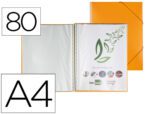 Capa Catálogo Liderpapel com espiral, 80 bolsas em polipropileno, formato A4. Cor laranja.