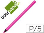 Lápis de Cor Liderpapel Jumbo Neon. Caixa com 5 lápis cor rosa.