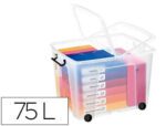 Caixa de Armazenagem Cep 75 litros. Transparente, com tampa, medidas 485X600X415 mm.