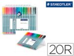 Marcador Staedtler Triplus Fineliner, estojo com 20 cores sortidas.