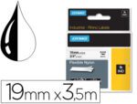 Fita Dymo Rhino nylon flexível, branco-preto, 19 mm. X 3,5 metros.