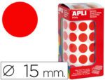 Etiquetas Autoadesivas Circulares Apli, medida 15 mm., cor vermelho em rolo com 2832 etiquetas.