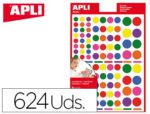 Etiquetas Autoadesivas Círculo Apli, multicolor Blister de 6 folhas.