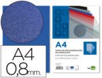 Capa de Encadernação Liderpapel em polipropileno. Formato A4, espessura 0.8 mm. Cor azul, pack de 50 unidades.