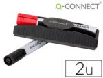Apagador Magnético Q-Connect com marcador vermelho e preto para quadro branco.