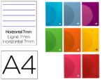 Caderno Agrafado Liderpapel 360 capa de plástico. Formato A4, com 48 folhas, papel de 90 grs. pautado, com dupla margem. Cores sortidas.