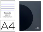 Caderno Agrafado Liderpapel 360 capa de plástico. Formato A4, com 48 folhas, papel de 90 grs. pautado com dupla margem. Capa cor preta.
