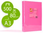 Papel De Cor Q-Connect Din A3 80 Gr Rosa Intenso Embalagem De 500 Folhas