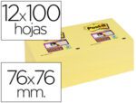 Bloco de Notas Adesivas Post-It Super Sticky. Formato 76X76 mm. Com 12 Blocos. Cor amarelo canário.