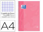 Caderno Espiral Oxford capa extradura microperfurado. Formato A4, com 80 folhas, quadrículado 5 mm. Capa cor rosa doce.