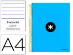 Caderno Espiral Liderpapel Antartik capa forrada. Formato A4, com 120 folhas, papel de 100 grs. pautado. 5 bandas, cor azul.