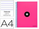 Caderno Espiral Liderpapel Antartik capa forrada. Formato A4, com 120 folhas, papel de 100 grs. pautado. 5 bandas, cor rosa.