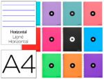 Caderno Espiral Liderpapel Antartik capa forrada. Formato A4, com 120 folhas, papel de 100 grs. pautado. 5 bandas, cores sortidas.