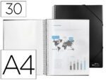 Capa Catálogo Liderpapel com espiral, 30 bolsas em polipropileno, formato A4. Cor preto.