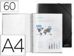 Capa Catálogo Liderpapel com espiral, 60 bolsas em polipropileno, formato A4. Cor preto.