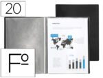 Capa Catálogo Liderpapel com espiral, 20 bolsas em polipropileno fólio. Cor preto.