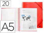 Capa Catálogo Liderpapel com espiral, 20 bolsas em polipropileno, formato A5. Cor vermelha.