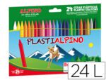 Lápis Cera Plastialpino. Caixa com 24 cores.