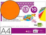 Goma Eva Liderpapel, formato A4 com 60 grs., espessura 1,5mm., cor laranja, pack 10 folhas.