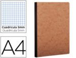 Caderno Clairefontaine capa cartolina. Formato A4 quadrículado 5 mm. Com 96 folhas, cor Kraft.