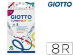 Marcador Giotto Turbo Glitter purpurina. Caixa com 8 unidades.