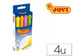 Marcador de Cera Gel Jovi fluorescente. Caixa de 4 unidades. Cores sortidas.