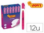 Marcador de Cera Gel Jovi fluorescente. Caixa de 12 unidades. Cor rosa.