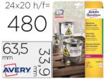 Etiqueta Adesiva Avery Poliester branco, medida 63,5X33,9 mm. para impressora laser., pack de 480 unidades.