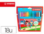 Marcador Stabilo Power. Caixa com 18 cores.