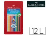 Lápis de Cor Faber-Castell águarelavel Colour grip triangular. Caixa metálica de 12 cores sortidas.