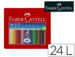 Lápis de Cor Faber-Castell águarelavel Colour grip triangular. Caixa metálica de 24 cores sortidas.