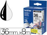Fita Brother Tz-261 laminada, branco-preto, 36mm. X 8 metros.