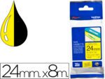 Fita Brother Tz-651 laminado, amarelo-preto, 24mm. X 8 metros.